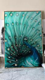 Schilderij met pauw op doek in gouden kader, Ophalen, Oorspronkelijke maker, Nieuw, Print