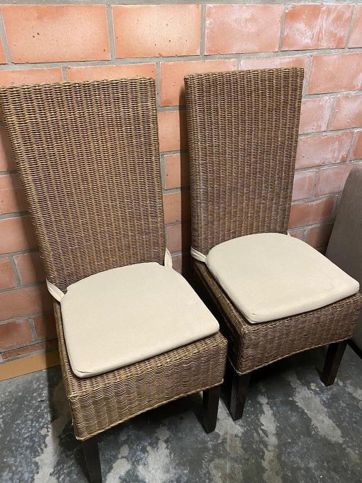 Rotan stoelen, Huis en Inrichting, Stoelen, Gebruikt, Twee, Riet of Rotan, Bruin, Ophalen