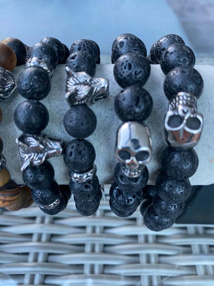 Armbanden uit natuursteen, voor heren (NIEUW), Handtassen en Accessoires, Armbanden, Nieuw, Staal, Ophalen of Verzenden