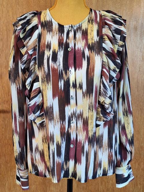 Chemisier vaporeux Pointcarré avec volants aux épaules taill, Kleding | Dames, Blouses en Tunieken, Zo goed als nieuw, Maat 38/40 (M)