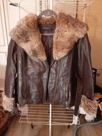 Bruine lederen jas met bont Merk x derhy, Kleding | Dames, Ophalen, Zo goed als nieuw