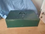 Heel grote groene geldkist opbergkist doos met sleutel, Ophalen, Minder dan 50 cm, Gebruikt, Minder dan 50 cm