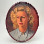 Portret dame periode 1940-50, Antiek en Kunst, Kunst | Schilderijen | Klassiek, Ophalen of Verzenden