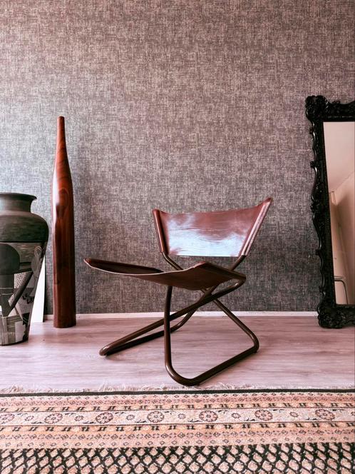 Erik Magnussen Z Down Folding Chair by Torben Orskov, ca69s, Huis en Inrichting, Fauteuils, Gebruikt, Leer, Metaal, Ophalen