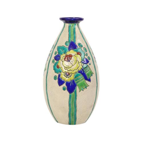 Polychrome Art Deco Vaas Charles Catteau Boch Keramis D2366, Antiek en Kunst, Antiek | Vazen, Ophalen of Verzenden