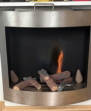 Inox sfeerhaard met Bioethanol, Huis en Inrichting, Haarden, Ophalen, Gebruikt, Hangende haard, Overige soorten