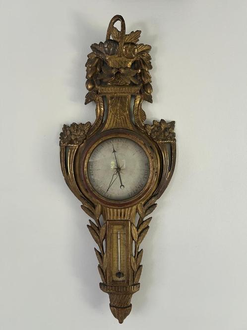 Gebeeldhouwde en vergulde houten barometer uit de Lodewijk X, Antiek en Kunst, Antiek | Overige Antiek, Ophalen of Verzenden