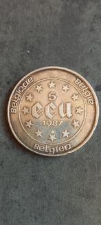 pièce de monnaie en  argent 5 Ecu, 1987,, Timbres & Monnaies, Monnaies | Belgique, Argent, Envoi, Argent