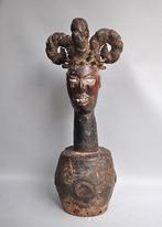 Ekoi Hoofdmasker - Antilopenleer & Hout - Nigeria/Kameroen, Antiek en Kunst, Ophalen of Verzenden