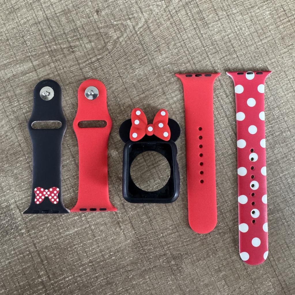 Minnie Mouse bandjes en case voor Apple watch, Télécoms, Objets connectés accessoires, Comme neuf, Sangle, Enlèvement ou Envoi