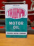 plaque metal triumph motor oil, Collections, Marques & Objets publicitaires, Envoi, Utilisé, Autres types