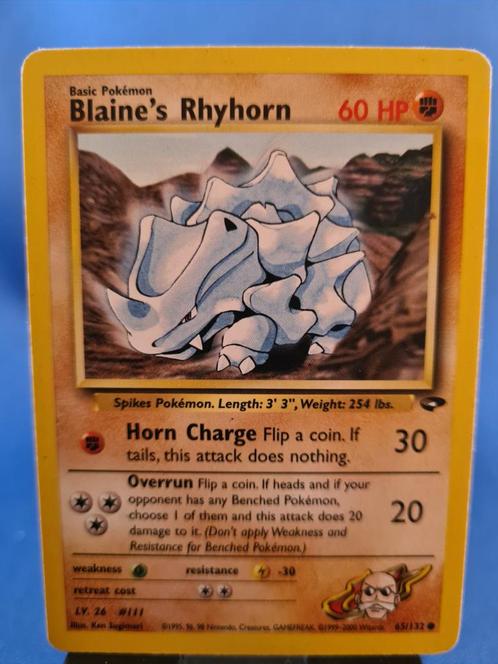 Blaine's Rhyhorn 65/132 - Gym Challenge, Hobby & Loisirs créatifs, Jeux de cartes à collectionner | Pokémon, Comme neuf, Envoi