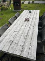 Landelijke massieve eiken tuin tafel, Tuin en Terras, Ophalen of Verzenden, Gebruikt