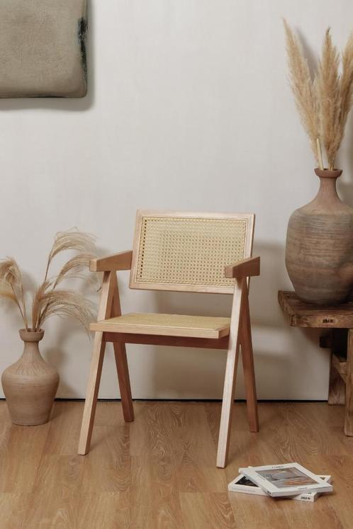 houten stoel - hoge kwaliteit - Jeanneret - Chandigarh, Huis en Inrichting, Stoelen, Nieuw, Eén, Hout, Riet of Rotan, Bruin, Ophalen of Verzenden