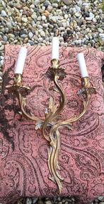 Koperen wandlamp met drie armen., Huis en Inrichting, Lampen | Wandlampen, Ophalen of Verzenden, Gebruikt, Overige materialen