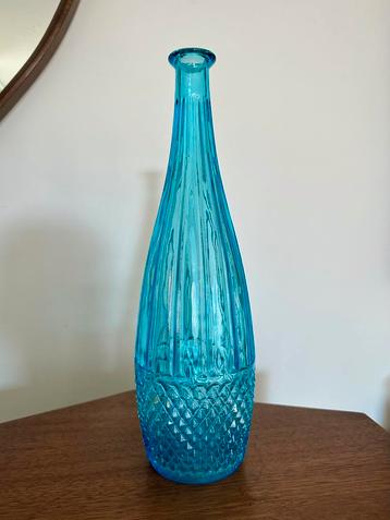 Grande carafe bouteille soliflore verre bleu art déco Empoli beschikbaar voor biedingen