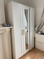 Houten kleerkast wit met spiegel, Huis en Inrichting, Kasten | Kleerkasten, Ophalen, Zo goed als nieuw
