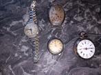 4 oude horloges zakhorloge waaronder 3 in zilver., Ophalen of Verzenden, Zilver, Zakhorloge