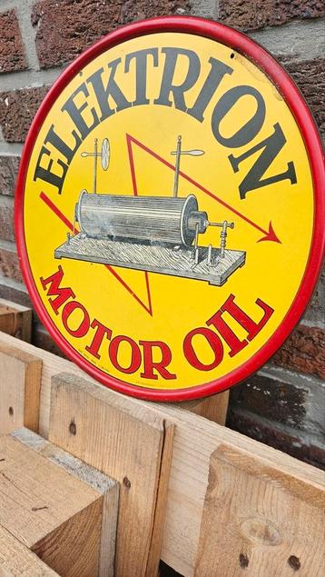 Elektrion motor oil reclamebord, Verzamelen, Ophalen of Verzenden, Gebruikt, Reclamebord