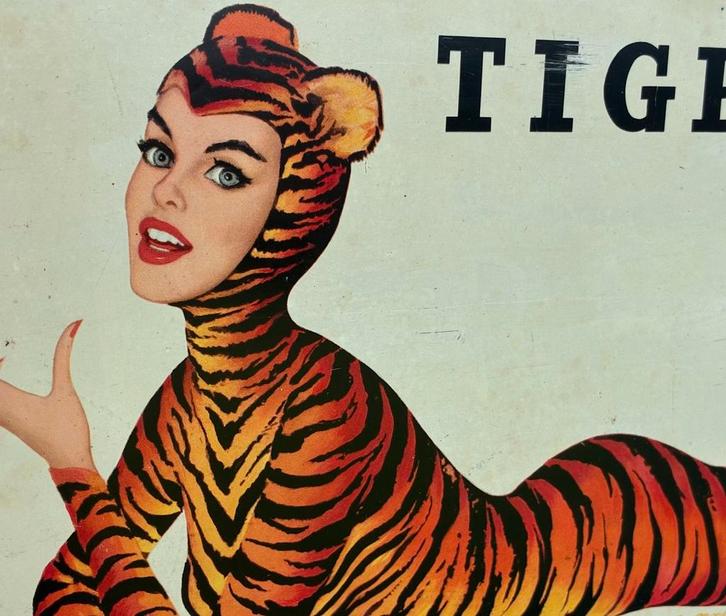 Tigra sigaretten, Verzamelen, Merken en Reclamevoorwerpen, Gebruikt, Reclamebord, Ophalen of Verzenden