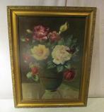 Mooi Oud Geschilderd werk 'Bloemen in Pot' - Gesigneerd, Antiek en Kunst, Ophalen of Verzenden