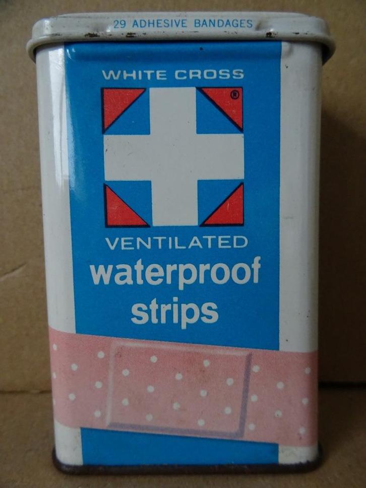 Vintage American White Cross ventilated waterproof strips, Verzamelen, Blikken, Gebruikt, Overige, Overige merken, Ophalen of Verzenden