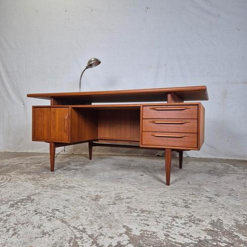 Heinrich Riestenpatt vintage jaren 60 Deens bureau teak, Huis en Inrichting, Bureaus, Gebruikt, Bureau, Ophalen