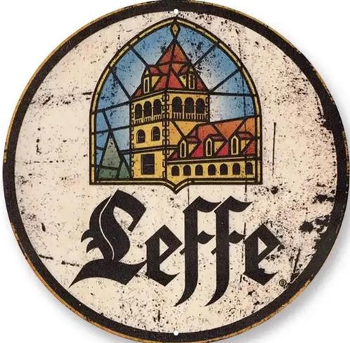 Reclamebord vintage Leffe rond - mancave poolhouse nieuw, Verzamelen, Merken en Reclamevoorwerpen, Reclamebord, Ophalen of Verzenden