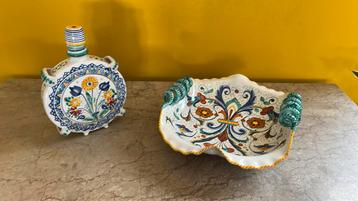 Plat et cruche en faience manufacture Deruta paint main, Enlèvement ou Envoi