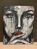 Zwart wit schilderij met blauw accent Mk Art, Antiek en Kunst, Ophalen of Verzenden