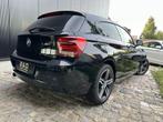 BMW 114i  Sport-Line, NAVI / M STUUR + POOK/ 17"ALU, GARANT, 75 kW, Zwart, Bedrijf, 102 pk