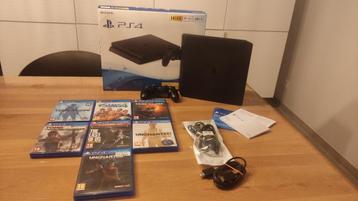 PlayStation 4 Slim – 500 GB – Uitstekende staat + 7 games beschikbaar voor biedingen
