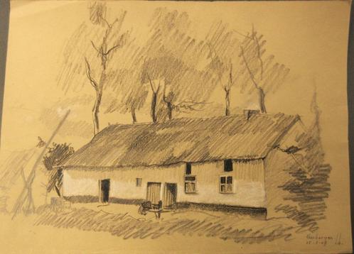Schets hoeve Keerbergen door L. Boschmans, Antiek en Kunst, Kunst | Schilderijen | Klassiek, Ophalen of Verzenden