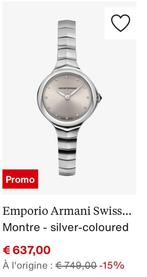 Emporio Armani zilveren horloge van Zwitserse makelij, Zo goed als nieuw, Zilver