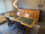 Eetkamer uit massief Franse eik en natuurstenen blad, Huis en Inrichting, Overige Huis en Inrichting, Ophalen, Zo goed als nieuw