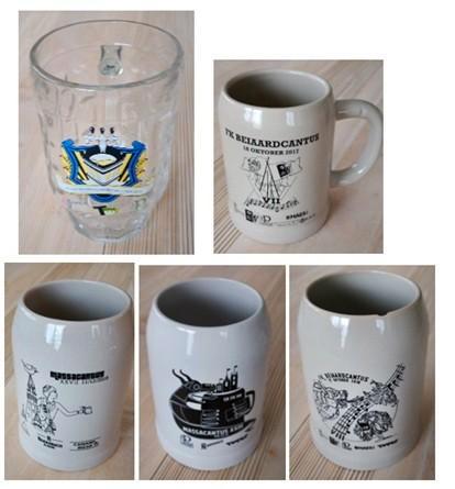 lot stenen bierpotten cantus en 1 bierglas gravensteen feest, Collections, Verres & Petits Verres, Verre à bière, Enlèvement ou Envoi