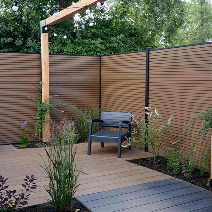 Aanbieding: Luxe composiet schutting – compleet geplaatst, Tuin en Terras, Schuttingen, Nieuw, Kunststof, 1 tot 2 meter, 6 meter of meer