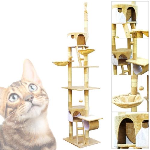 Kattenkrabpaal | 260 cm | Beige/Wit, Dieren en Toebehoren, Katten-accessoires, Nieuw, Ophalen of Verzenden