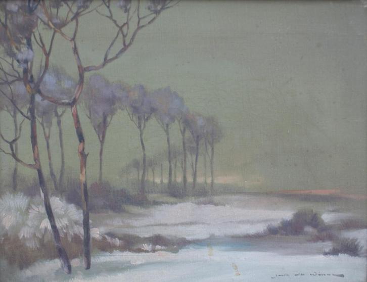 Jan De Winne (1919-?): Winterlandschap (O/D, 53 x 43 cm), Antiek en Kunst, Kunst | Schilderijen | Klassiek, Ophalen of Verzenden