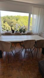 Te koop: Moderne eettafel met 6 comfortabele stoelen, Ophalen, Zo goed als nieuw, Metaal