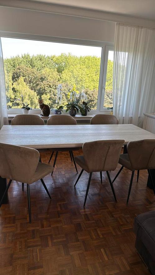 Te koop: Moderne eettafel met 6 comfortabele stoelen, Huis en Inrichting, Tafels | Eettafels, Zo goed als nieuw, Metaal, Ophalen