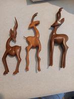 3 houten beeldjes, Antiek en Kunst, Kunst | Beelden en Houtsnijwerken, Ophalen