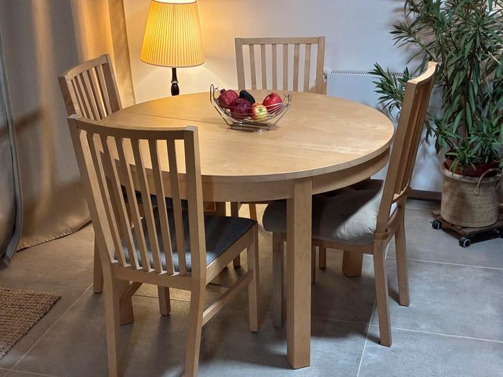 Table Ronde IKEA SKANSNÄS – Extensible – Très Bon État, Huis en Inrichting, Complete eetkamers, Gebruikt, Ophalen