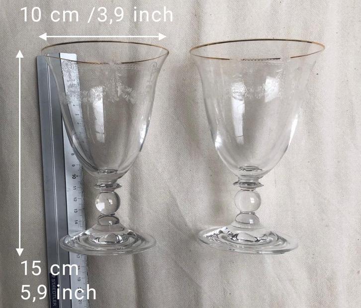 2 Kristallen glazen - gegraveerd / H 15 cm / ref. 02, Antiek en Kunst, Antiek | Glaswerk en Kristal, Verzenden