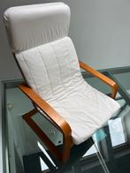 Relaxzetel beige stof met houten onderstel, Ophalen, Gebruikt, Beige