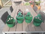 4 groene hangbloempotten, Ophalen, Kunststof, Gebruikt, Minder dan 30 cm