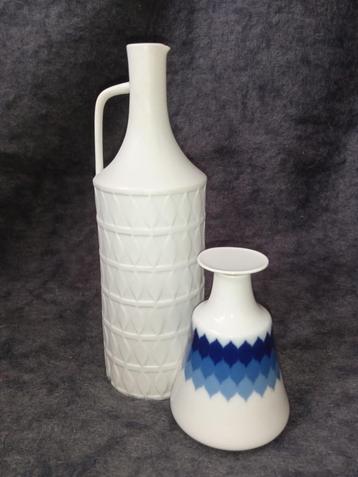 Vase vintage en biscuit et porcelaine Hutschenreuter années 