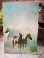 Canvas foto wilde paarden, Huis en Inrichting, Ophalen, Overige typen, Zo goed als nieuw, 75 tot 100 cm