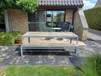 Tuintafel& banken, Tuin en Terras, Ophalen, Gebruikt, Rechthoekig, Metaal