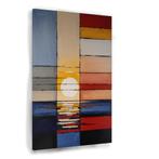 Zonsondergang met abstracte figuren canvas 60x90cm - 18mm., Huis en Inrichting, Woonaccessoires | Schilderijen, Tekeningen en Foto's